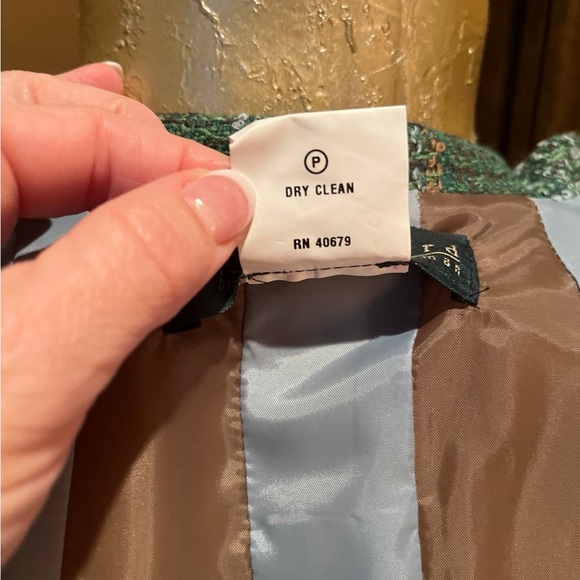 Harve Benard Green tweed jacket with brown velvet trim- size 6 - Picture 5 of 7